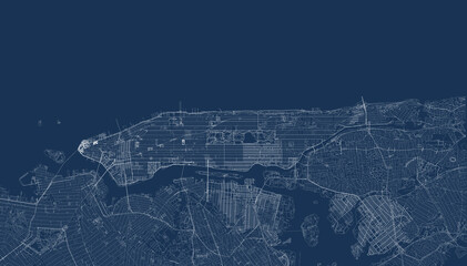 blue white new york city map