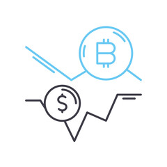 cryptocurrency market line icon, outline symbol, vector illustration, concept sign