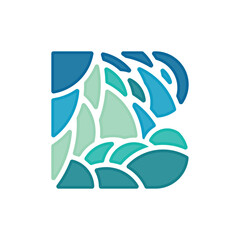 Letter B Stone Mosaic Creative Logo, vector logo letter B made of colored stones, Abstract vector logo letter B with stones	