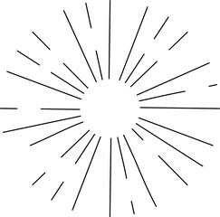 Sun rays or sunshine linear drawing