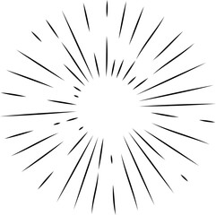 Fototapeta premium Sun rays or sunshine linear drawing