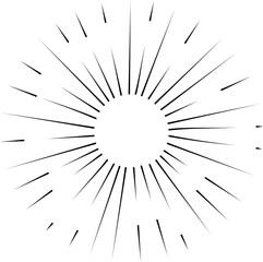 Obraz premium Sun rays or sunshine linear drawing