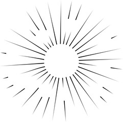 Obraz premium Sun rays or sunshine linear drawing