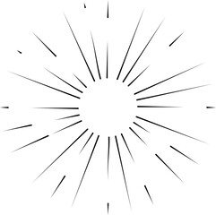 Obraz premium Sun rays or sunshine linear drawing