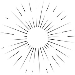 Fototapeta premium Sun rays or sunshine linear drawing