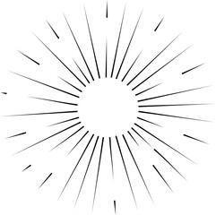 Obraz premium Sun rays or sunshine linear drawing