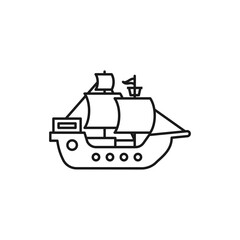 Pirate Ship line art sailor icon design template vector illustration