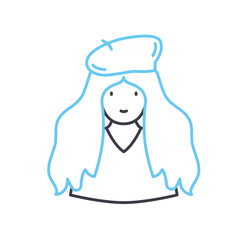 female painter line icon, outline symbol, vector illustration, concept sign