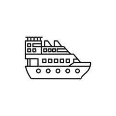 Ferryboat line art sailor icon design template vector illustration