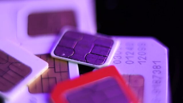 Mobile Phone GMS Sim Cards. Macro Close Up Shot