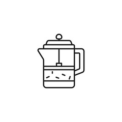French Press line art tea icon design template vector illustration