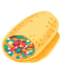 Burrito mexican food cartoon doodle pastel style illustration