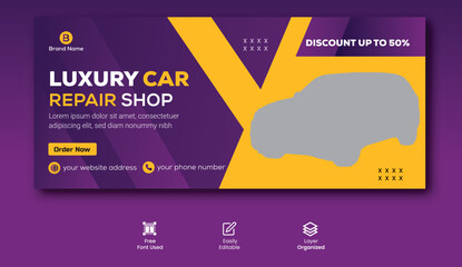 Modern and Luxury Car rental best social media facebook cover banner design 