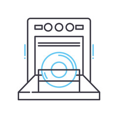 dishwasher line icon, outline symbol, vector illustration, concept sign