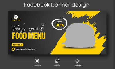 Obraz premium Special burger food promotion web banner template design, Restaurant healthy burger online sale social media marketing cover or new design 