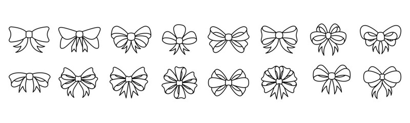 Ribbon line art icon set design template vector illustration