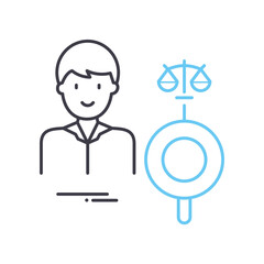 find a lawyer line icon, outline symbol, vector illustration, concept sign