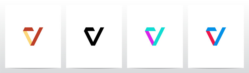 Geometric Ribbon Letter Logo Design V