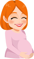 Cute pregnant mother cartoon character. Happy Mothers Day card