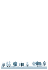 青い木々の喪中・寒中見舞いはがきタテ枠線無し