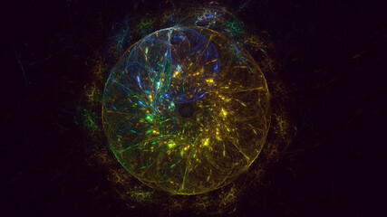 3D rendering abstract multicolor technology fractal light background