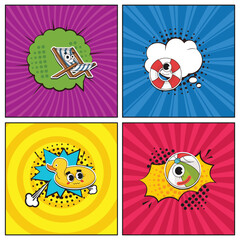 Hand drawn flat trendy cartoon elements collection Pool Party