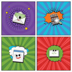 Hand drawn flat trendy cartoon elements collection Programming skills