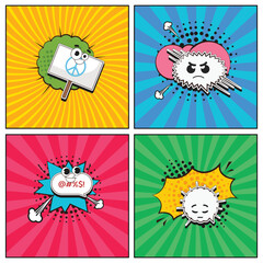 Hand drawn flat trendy cartoon elements collection Protest