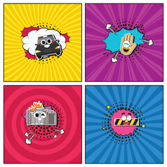 Hand drawn flat trendy cartoon elements collection Protest