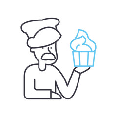 chef line icon, outline symbol, vector illustration, concept sign