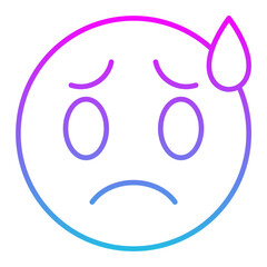 Worried Line Gradient Icon