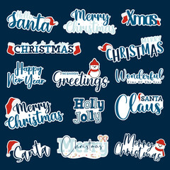 Merry Christmas. Vector logo, emblems, text design and Merry Christmas typography set.