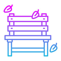 Autumn Bench Line Gradient Icon