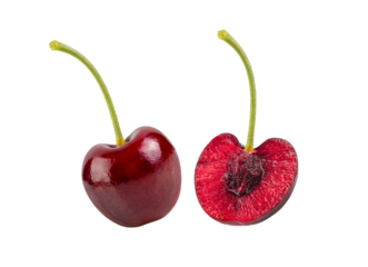 Red cherry isolated  in transparent png format
