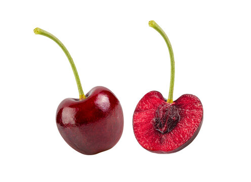 Red cherry isolated  in transparent png format