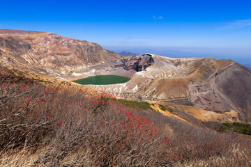 蔵王のお釜とナナカマドの実