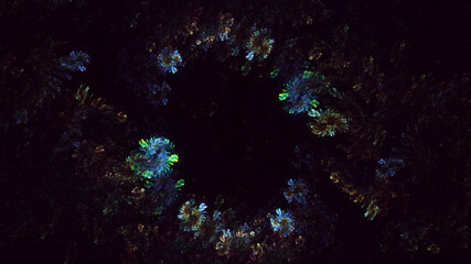 3D rendering abstract multicolor fractal light background