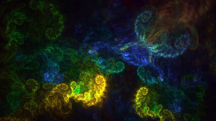 3D rendering abstract multicolor fractal light background