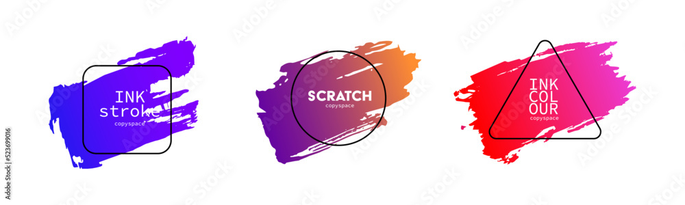 Poster colorful gradient ink strokes for graphic design elements, copy space and lower third. abstract chin