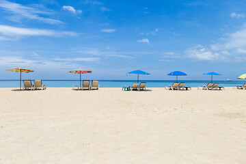 Relaxing on beautiful beach in south of Thailand, tropical island in Asia, summer holiday destination