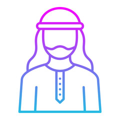 Arab Man Line Gradient Icon