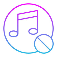 No Music Line Gradient Icon