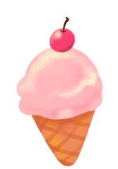 cute cartoon cone ice cream summer cold happy sweet treat doodle illustration