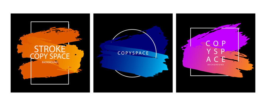 Colorful Gradient ink strokes for graphic design elements, copy space and lower third. Abstract Chinese brush strokes for tittle text effect template in vector illustration