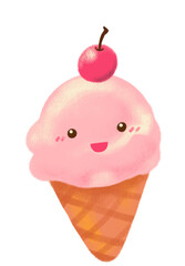 cute cartoon cone ice cream summer cold happy sweet treat doodle illustration