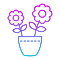 Flower Pot Line Gradient Icon