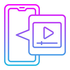 Video Player Line Gradient Icon