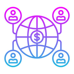 Global Connection Line Gradient Icon