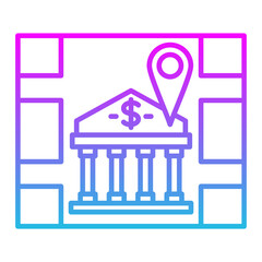 Bank Location Line Gradient Icon