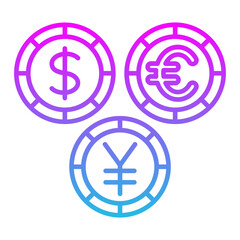 Currencies Line Gradient Icon